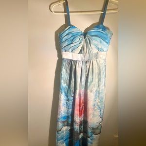 Beautiful Ted Baker blue ballgown with futuristic pink rose design (4)